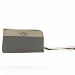 Kate Spade Lucy Bicolor Medium L-Zip Wristlet | Platinum Grey Multi  | NWOT
